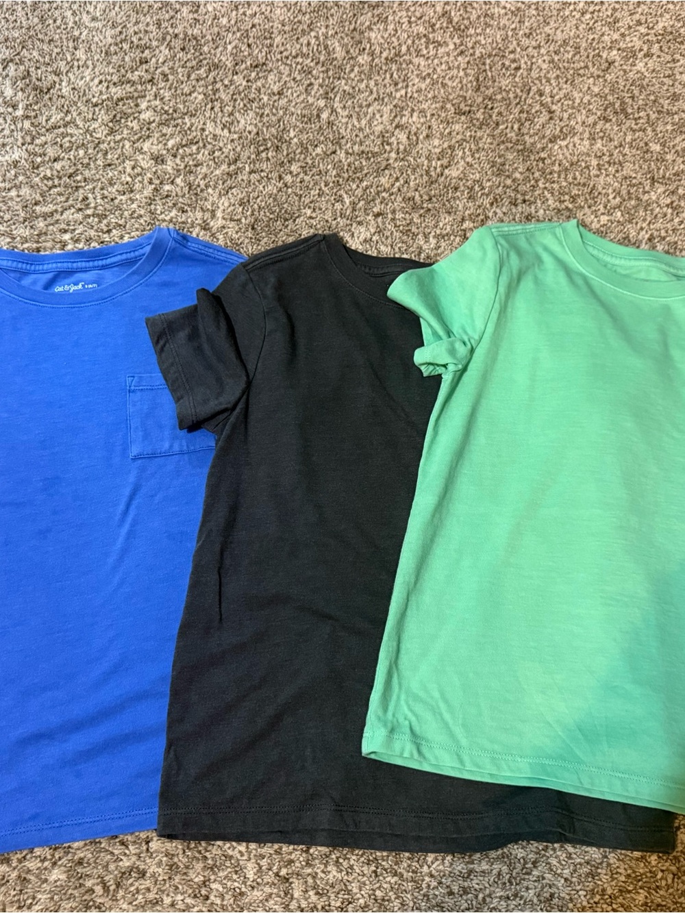 Cat & Jack 3-Pack Short Sleeve Tees in Blue, Charcoal, Mint Green